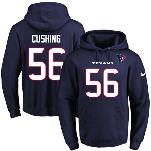 Nike Texans #56 Brian Cushing Navy Blue Name & Number Pullover NFL Hoodie - Click Image to Close